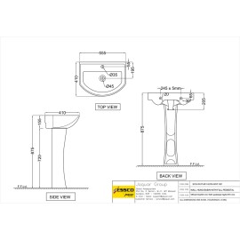 Wall Hung Basin with Full Pedestal